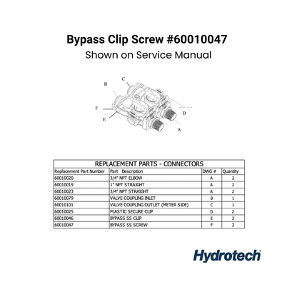 Hydrotech Bypass Clip Screw Replacement (60010047)