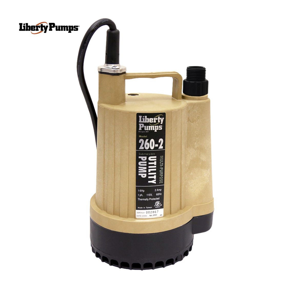 Liberty Pumps 1/6 hp Submersible Utility Pump Model 260-2