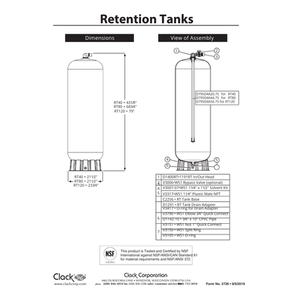 Clack C2252 RT120 Retention Tank